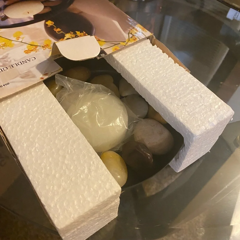Floating Candle Stone Bowl Gift Set | Zen Spa Decor | Home Accent